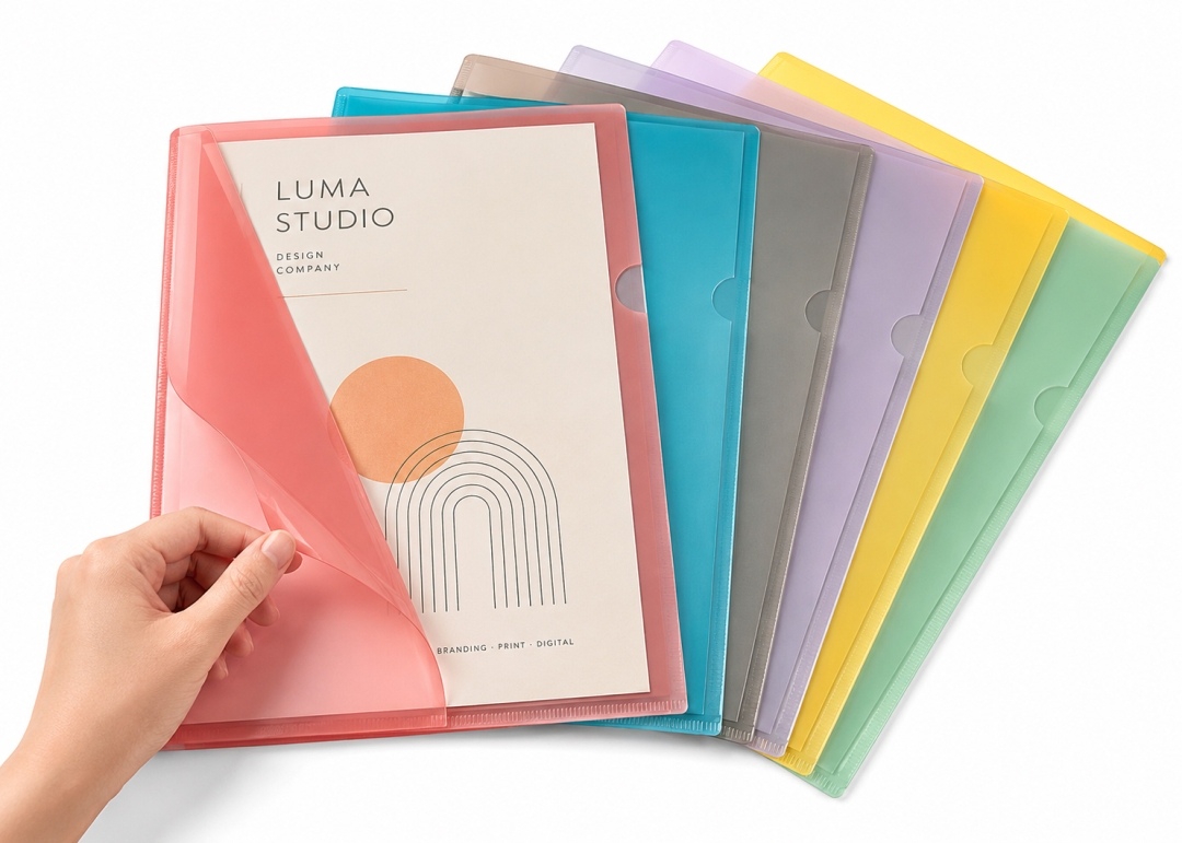 Custom A4 L-Shape File with Logo Printing in Multiple Colours