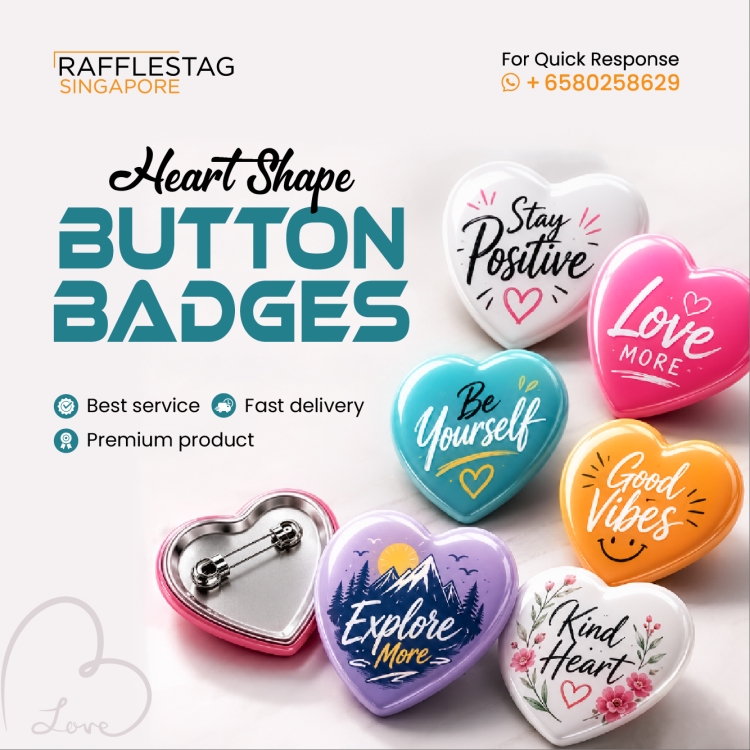 Heart Shape Button Badges